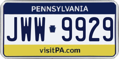 PA license plate JWW9929