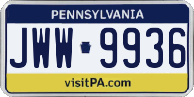 PA license plate JWW9936
