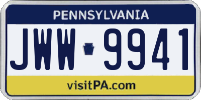 PA license plate JWW9941