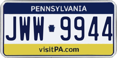PA license plate JWW9944