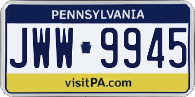 PA license plate JWW9945