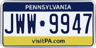 PA license plate JWW9947