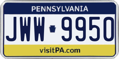 PA license plate JWW9950
