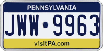 PA license plate JWW9963