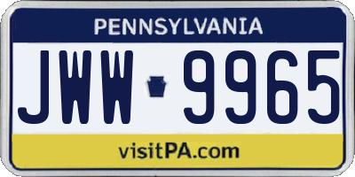 PA license plate JWW9965