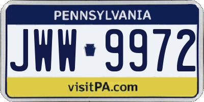 PA license plate JWW9972