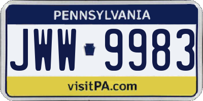 PA license plate JWW9983