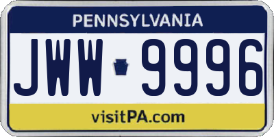 PA license plate JWW9996
