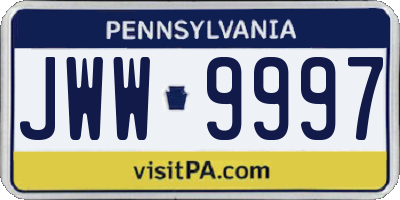 PA license plate JWW9997