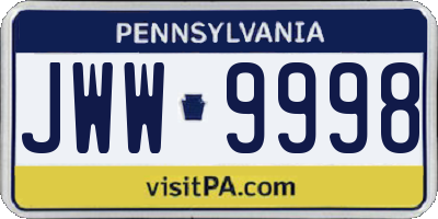PA license plate JWW9998