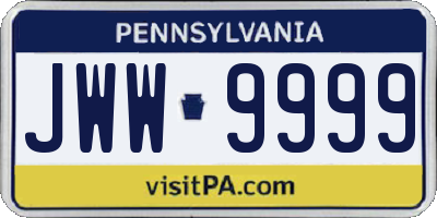 PA license plate JWW9999