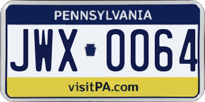 PA license plate JWX0064
