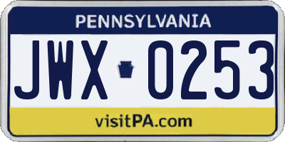 PA license plate JWX0253