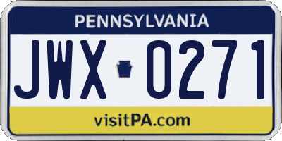 PA license plate JWX0271