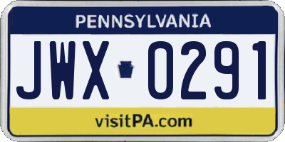 PA license plate JWX0291