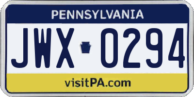 PA license plate JWX0294