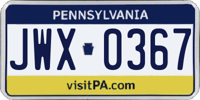 PA license plate JWX0367
