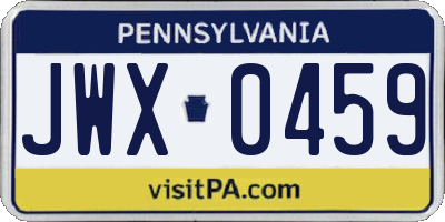 PA license plate JWX0459