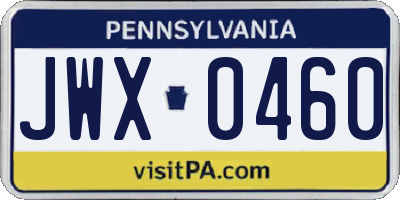 PA license plate JWX0460