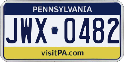 PA license plate JWX0482