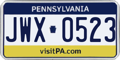 PA license plate JWX0523