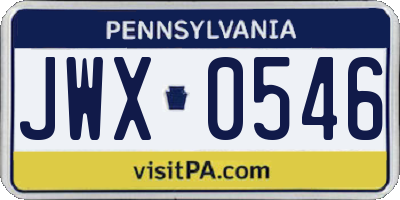 PA license plate JWX0546