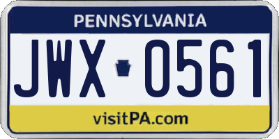 PA license plate JWX0561