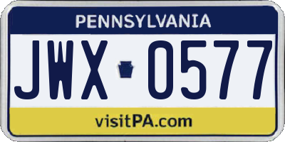 PA license plate JWX0577