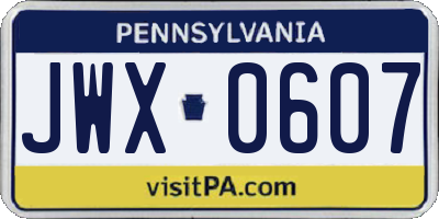 PA license plate JWX0607