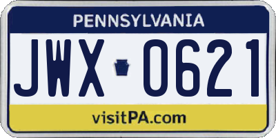 PA license plate JWX0621