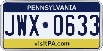 PA license plate JWX0633