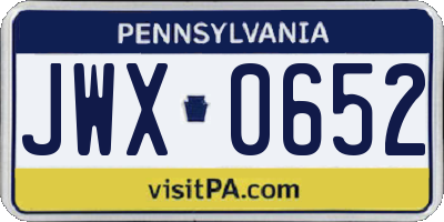 PA license plate JWX0652