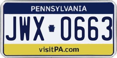 PA license plate JWX0663