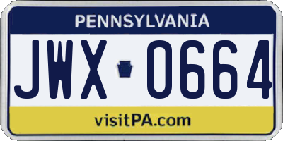 PA license plate JWX0664