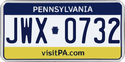 PA license plate JWX0732