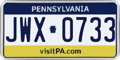 PA license plate JWX0733