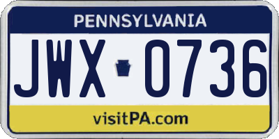 PA license plate JWX0736