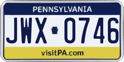 PA license plate JWX0746