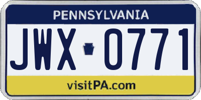 PA license plate JWX0771