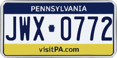PA license plate JWX0772