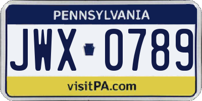 PA license plate JWX0789
