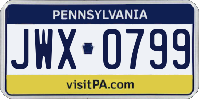 PA license plate JWX0799