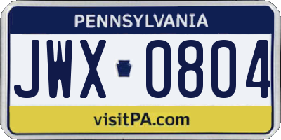 PA license plate JWX0804