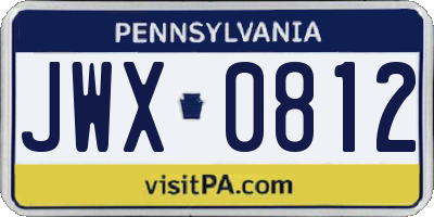 PA license plate JWX0812