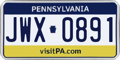 PA license plate JWX0891