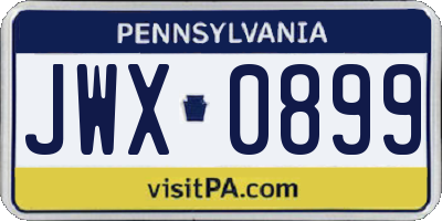 PA license plate JWX0899