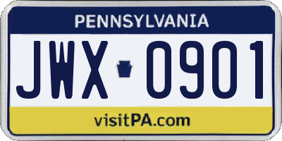 PA license plate JWX0901