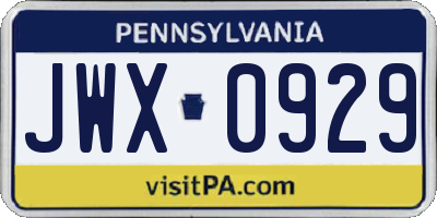 PA license plate JWX0929