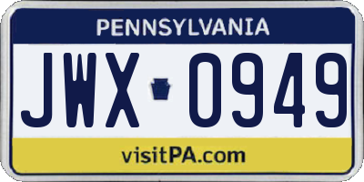 PA license plate JWX0949