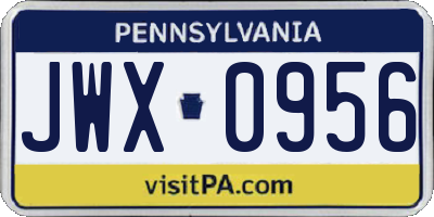 PA license plate JWX0956